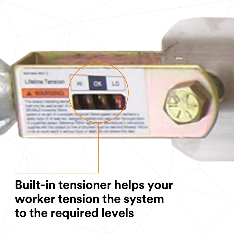 3M DBI-SALA Sayfline 7602060 Horizontal Lifeline System, 60' Cable with Wedgegrip Termination, Turnbuckle Tensioner, Energy Absorber, Silver