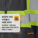 Pioneer 6942 Work Hoodie, High Visibility & Reflective Micro Fleece, Full Front Zipper, Detachable Hood, Black, Unisex, 5XL, V1060570-5XL