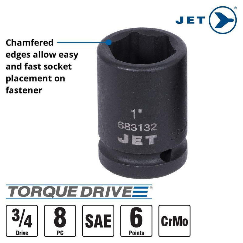 JET 3/4-inch Drive, 8-Piece Deep SAE Professional Impact Socket Set, 6 Point, 610401