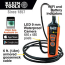 Klein Tools ET20 WiFi Borescope Inspection Camera with Rechargeable Lithium-Ion Battery and On-Board LED Lights
