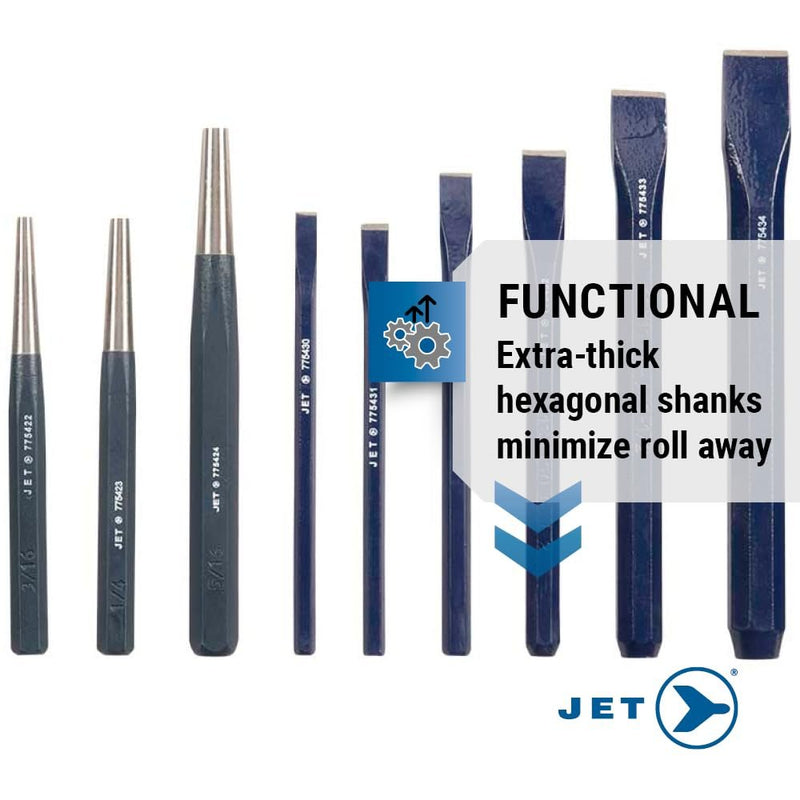 JET Punch and Chisel Set - with Storage Pouch - 24 Pieces