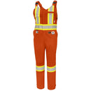 Pioneer FR 7-Pocket Overall Bib Work Pants, Premium Cotton & Nylon Blend, Reflective Stripes, Orange, 2XL, V2540480-2XL