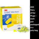 3M E-A-Rsoft Yellow Neons Corded Earplugs Large, Hearing Conservation 311-1251 in Poly Bag Large Size