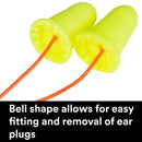 3M Ear Plugs, 200/Box, E-A-Rsoft FX 312-1260, Corded, Disposable, Foam, NRR 33, Drilling, Grinding, Machining, Sawing, Sanding, Welding, 1/Poly Bag