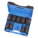 JET 1 Inch Drive Impact Socket Set - SAE 6 Point Deep Sockets with Torque Drive - 9 Pieces