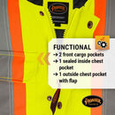 Pioneer V1120661U Hi-Vis Waterproof Quilted Bib Pant - Yellow/Green (Large)