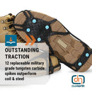 Due North Light Industrial Ice Cleats for Walking and Working - 12 Replaceable Ice Diamond Spikes (Pair)