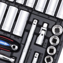 JET 3/8 Inch Drive Socket Wrench Set - SAE & Metric 12 Point Deep & Standard Length Sockets with Torque Drive - 45 Pieces