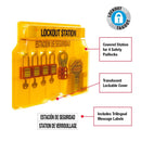 Master Lock 1482BP410 4-Padlock Capacity Lockout Station with Cover, Includes 4 Zenex Padlocks, Yellow