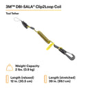 3M - EXT-C2LCOIL-10PK DBI-SALA Fall Protection for Tools,1500060,Clip2Loop Coil Tether for Small Objects, Swivel Snap for Any D-Ring Attachment, Side Release Loop,10-Pack