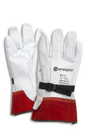 National Safety Apparel DWH12L12 Leather Protectors with Cinch Strap, 12", Size 12 Gloves, White