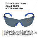 3M Solus 27557 3M Solus, 1000-Series, S1102SGAF-Kt, Foam, Strap, Black/Blue, Grey Scotchgard Anti-Fog Lens, One Size
