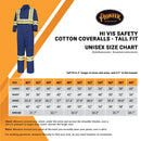 Pioneer High Visibility Safety Work Cotton Coveralls - Action Back, Elastic Waist