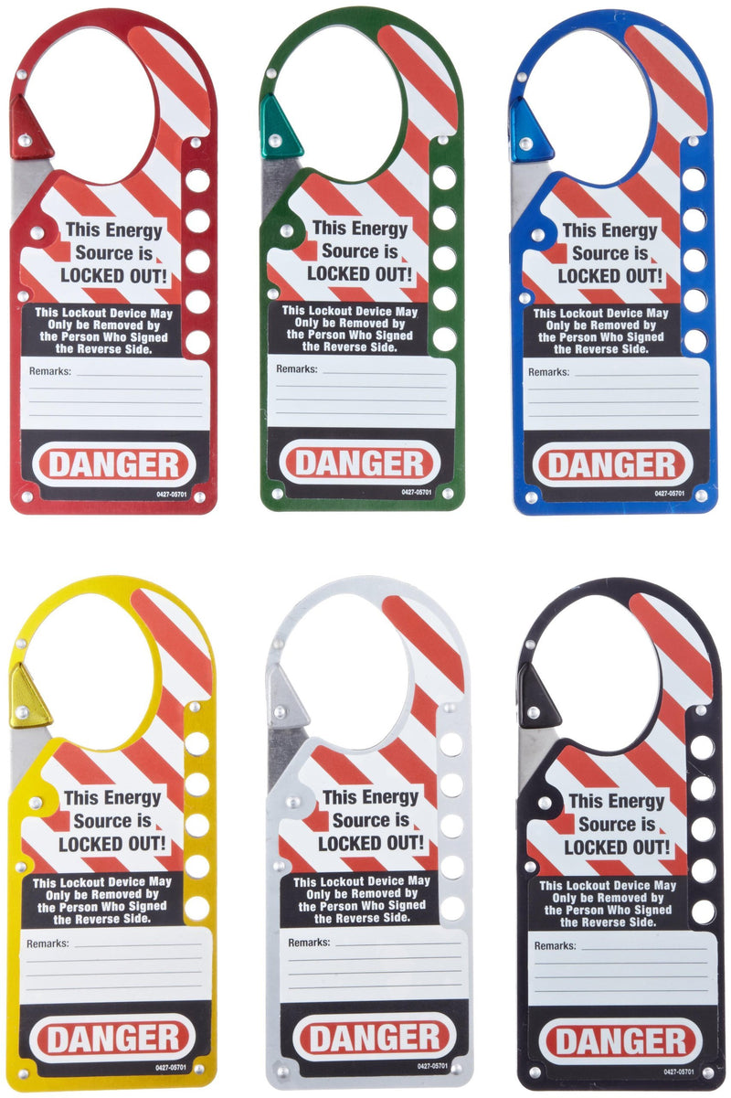 Master Lock 427AST Snap-On Lockout Hasp with Tag, 6 Assorted Colors