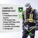 PeakWorks Compliance Series Roofer's Kit - includes Class A Harness, SP Lanyard, Vertical Lifeline & Roof Bracket - CSA, ANSI, OSHA Compliant Fall Protection