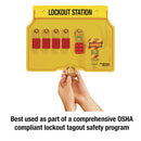 Master Lock Lockout Tagout Station, Covered Group Lockout Station, Includes 4 Aluminum Padlocks, 1482BP1106