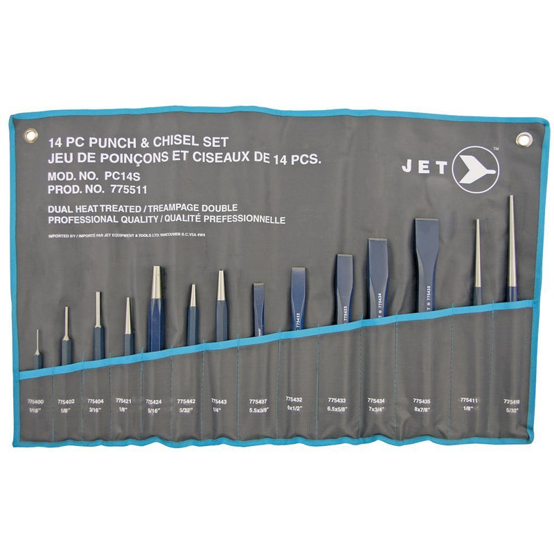 JET Punch and Chisel Set - with Storage Pouch - 14 Pieces