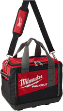 Milwaukee Bag Tool Milwaukee 48-22-8321 Tool Bag, 9.6 in W, 15 in D, 12.2 in H, 2 -Pocket, Polyester, Black/Red