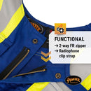 Pioneer FR 7-Pocket Overall Bib Work Pants, Premium Cotton & Nylon Blend, Reflective Stripes, Blue, L, V2540450-L