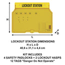 Master Lock 1482BP410 4-Padlock Capacity Lockout Station with Cover, Includes 4 Zenex Padlocks, Yellow