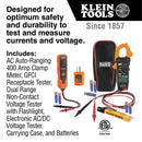 Klein Tools CL120VP Electrical Voltage Test Kit with Clamp Meter, Three Testers, Test Leads, Pouch and Batteries, Multi