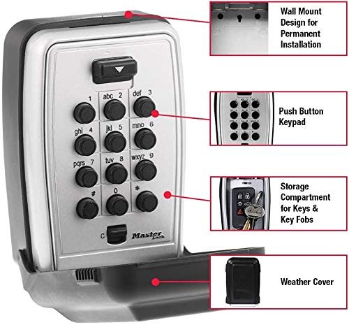 Master Lock 5423D Set Your Own Combination Wall Mount Push Button Lock Box, 5 Key Capacity, Black - 1