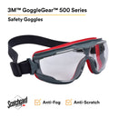 3M 27561 GG501NSGAF 500-Series Goggle Gear, Clear Scotchgard Anti-Fog Lens, Neoprene Strap, One Size
