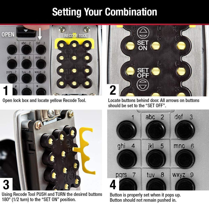 Master Lock 5423D Set Your Own Combination Wall Mount Push Button Lock Box, 5 Key Capacity, Black - 1