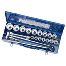 JET 21-Piece 3/4-inch Drive SAE, 12 Point, Ratchet Wrench Chrome Socket Set, 600402
