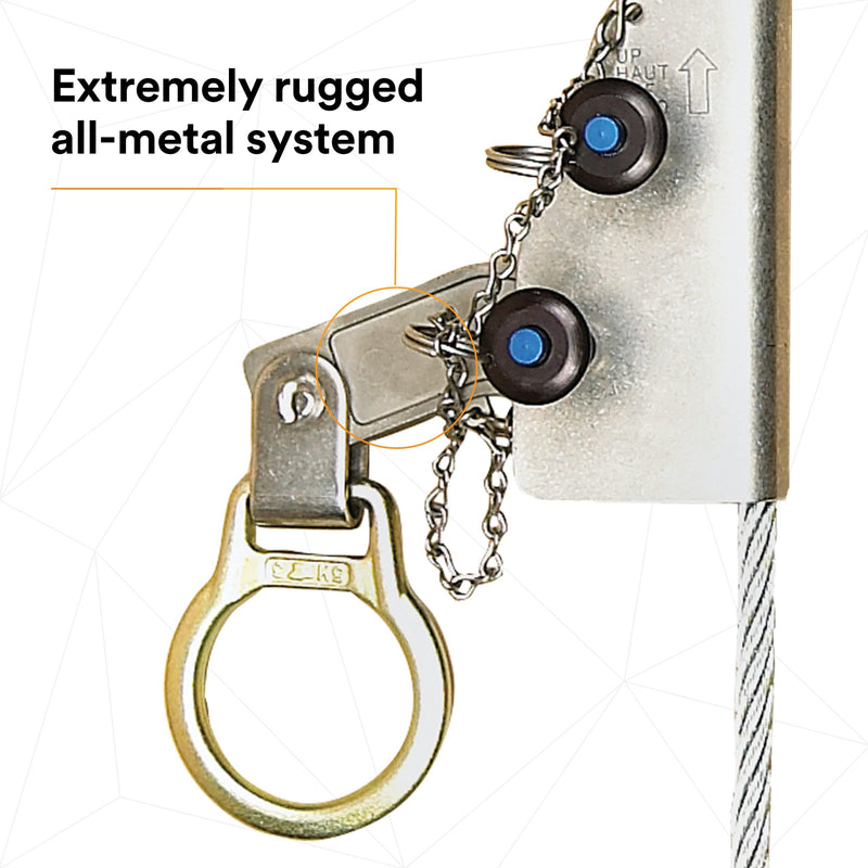 3M DBI-SALA 5000338 Vertical System Component, Manual Wire Rope Grab for Use On 3/8" (95 mm) 7x19 Cable Lifeline, Silver