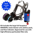 3M Powerflow 6900PF Large Face-Mounted Powered Air Purifying Respirator (PAPR), Respiratory Protection, NiCd Rechargeable Battery, Large Size