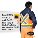 Pioneer Hi Vis Overall Bib Pants for Men - Waterproof Insulated Work Safety Pants - Stay Warm in -46°C - Reflective - Orange