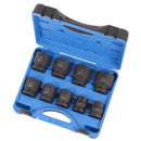 JET 1-inch Drive, 9-Piece Regular SAE Professional Impact Socket Set, 6 Point, 610501