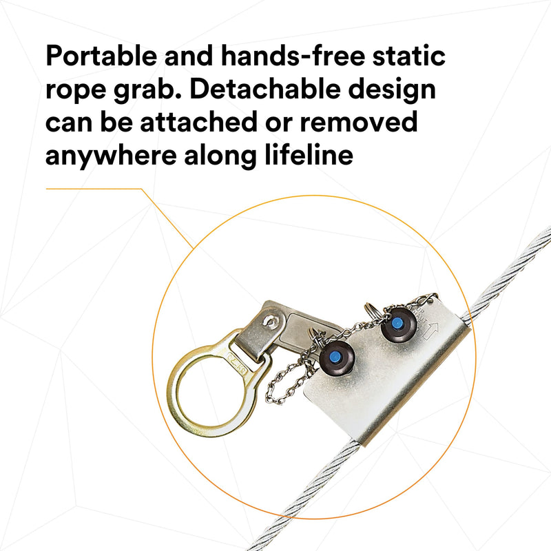 3M DBI-SALA 5000338 Vertical System Component, Manual Wire Rope Grab for Use On 3/8" (95 mm) 7x19 Cable Lifeline, Silver