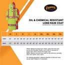 Pioneer V3520360-L FR Oil & Chemical Resistant Long Rain Coat - Hi-Vis Lightweight, Yellow-Green, L