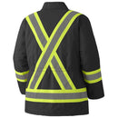Pioneer Hi Vis Heavy Duty Quilted Cotton Duck Safety Jacket - Reflective Tape - Black
