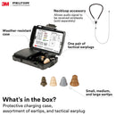3M PELTOR TEP-200 Tactical Earplug Kit, NRR 23dB, Rechargeable, Noise Reduction, Construction, Law Enforcement black