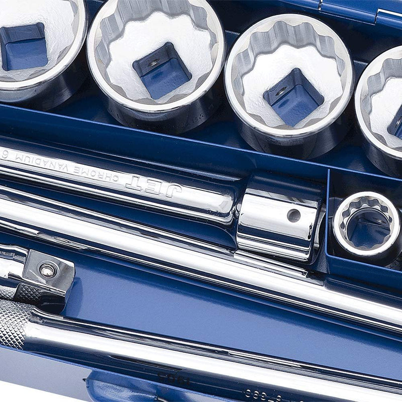 JET 21-Piece 3/4-inch Drive SAE, 12 Point, Ratchet Wrench Chrome Socket Set, 600402