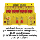 Master Lock 10-Pack Lockout Station with Cover, Includes 10 Aluminum Padlocks