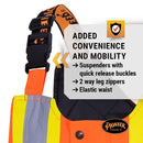 Pioneer Hi Vis Overall Bib Pants for Men - Waterproof Insulated Work Safety Pants - Stay Warm in -46°C - Reflective - Orange