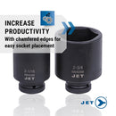 Jet 1-inch Drive, 16-Piece Deep SAE Professional Impact Socket Set, 6 Point, 610508