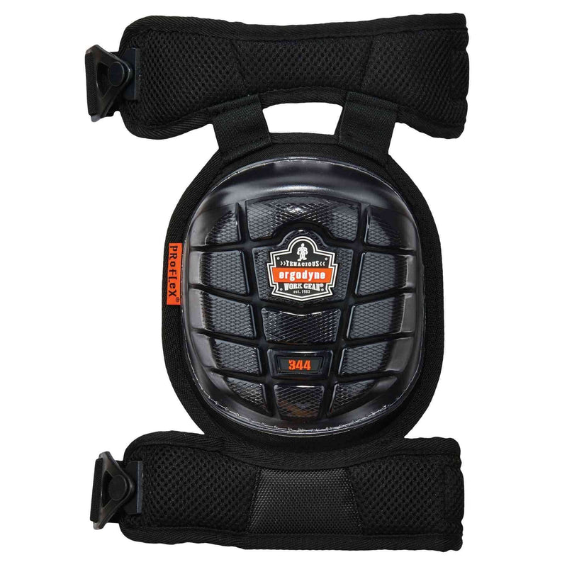 Ergodyne Proflex 344 Professional Knee Pads, Protective Short Cap, Injected Gel Techology, Adjustable Padded Comfort Straps, Black