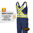 Pioneer Hi Vis Safety Overalls for Men - For Construction, Traffic, Sanitation - Class 2-7 Pockets - Navy Blue
