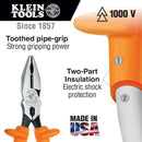 Klein 12098-INS 8 8-Inch Insulated Universal Side Cutting Pliers Connector Crimping (Orange)