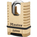 Master Lock 1177D 2-1/4in (57mm) Wide ProSeries Shrouded Brass Resettable Combination Padlock, 4 Pack Bundle w/Lumintrail Key Chain Light