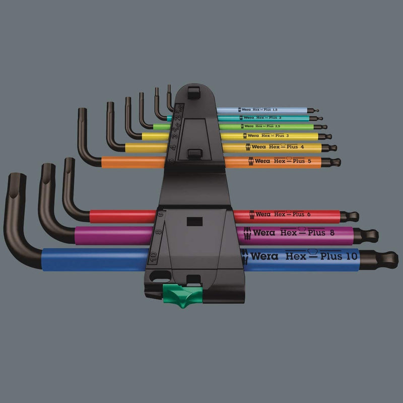 Wera 05073593001 950 Spkl/9 Sm N Multicolor L-Key Set, Metric, Blacklaser Hex Wrench, 9 Pieces