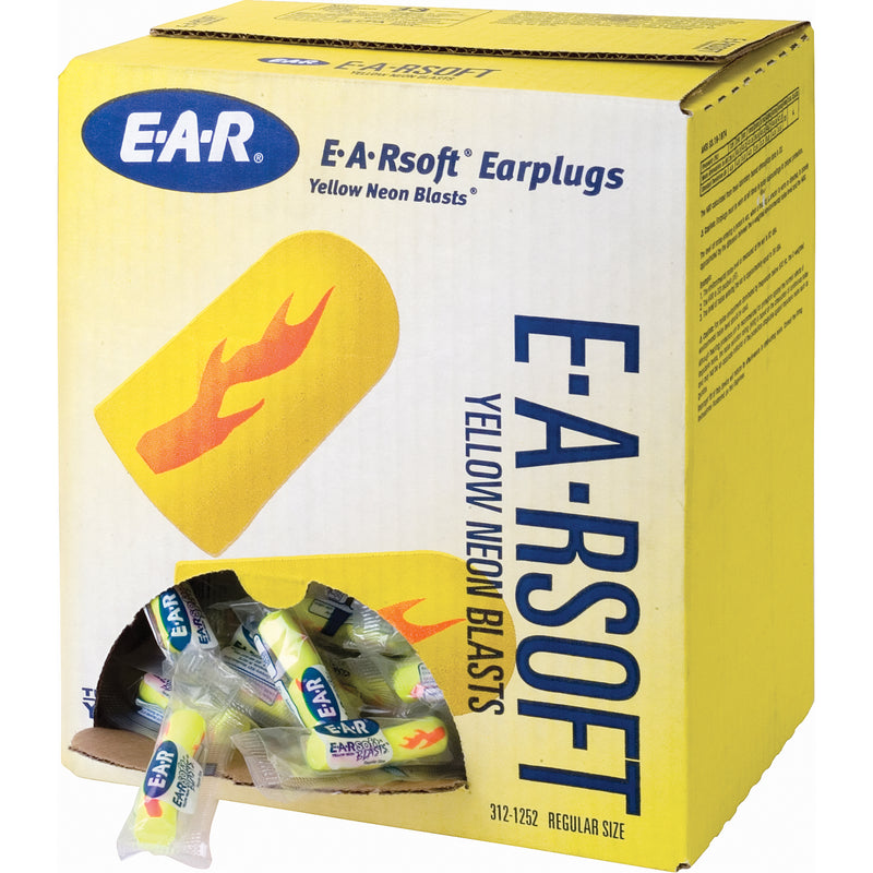 3M™ E-A-Rsoft 312-1252 Earplugs, 33 dB NRR, Disposable, Uncorded. 200 Pairs