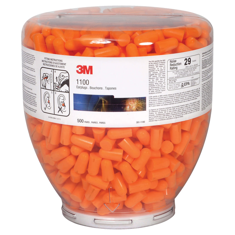 3M™ 391-1100 Earplugs One Touch Refill, Disposable, Uncorded, 29 dB NRR. 500 each