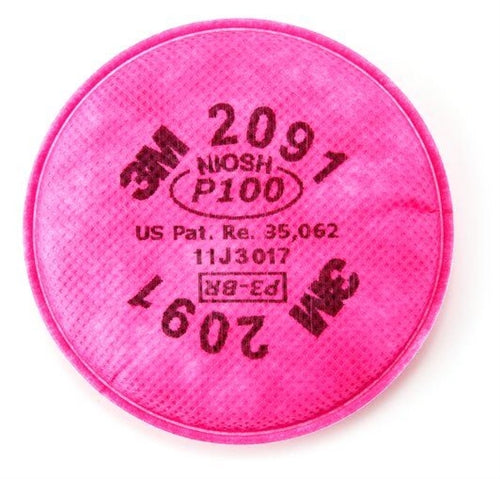3M 2091 P100 Particulate Filters, NIOSH Approved. Case/50 Pairs