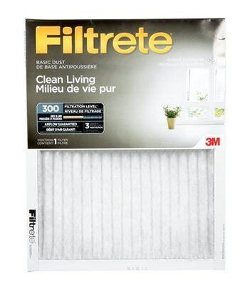Filtrete Clean Living Basic Dust Filter, MPR 300, 20 in x 25 in x 1 in